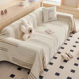 Soft Chenille Sofa Throw – Cozy Washable Cover with Tassels