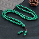 Men's Natural Stone Malachite Beaded Necklace – 108 Beads